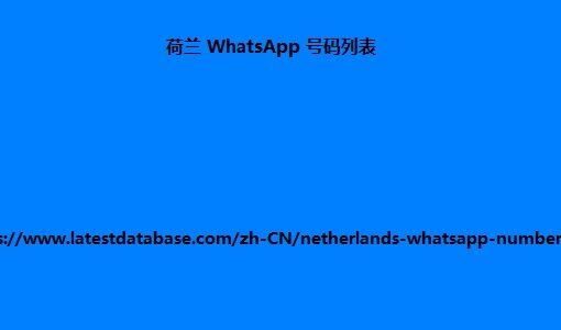 荷兰 WhatsApp 号码列表